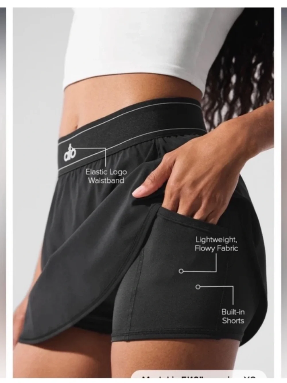 ALO Yoga Match Point Tennis Skirt Skort with Shorts Black Medium NWT NEW